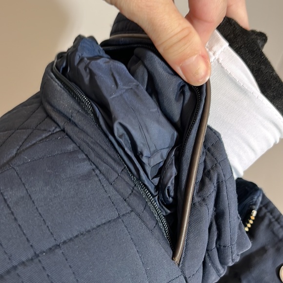 Brooks Brothers quilted winter jacket removable hood lined inner pocket  navy M - Picture 9 of 16